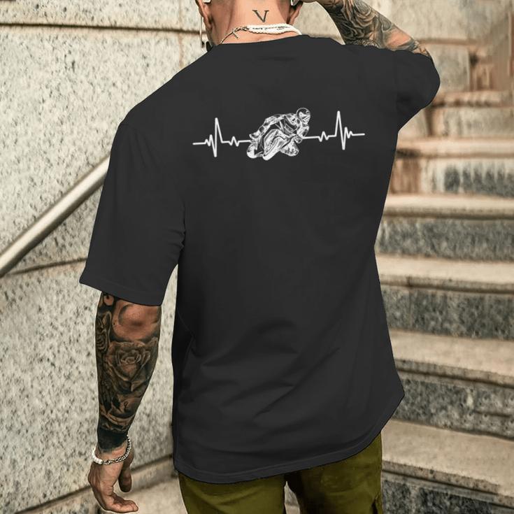 Moto Gp Courses Battement De Coeur Moto Motos Motard Humour T-shirt imprimé au dos Cadeaux pour lui