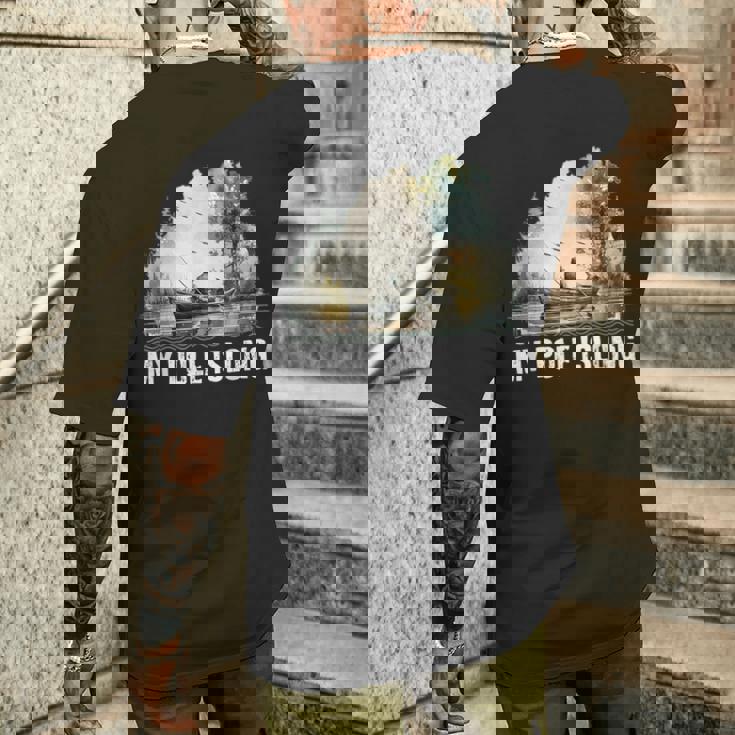 My Pole Is Long Fishing ハンティング フィッシャーマン ハンター 父の日 メンズTシャツ バックプリント 彼への贈り物