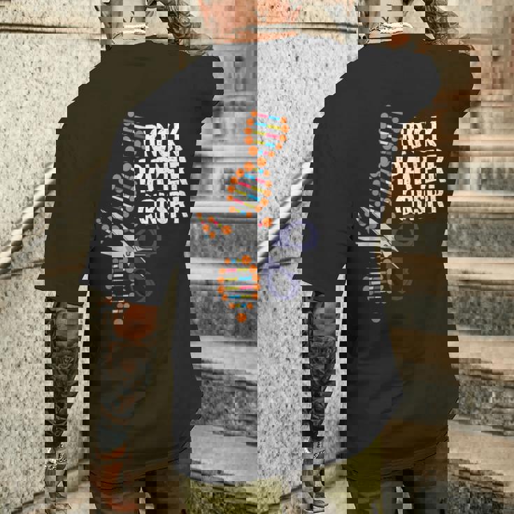 Rock Paper Crispr Dna 生物学者 遺伝子工学 メンズTシャツ バックプリント 彼への贈り物