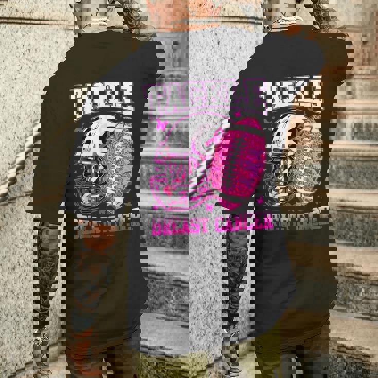 Tackle Breast Cancer Awareness Fighting American Football Men's T-shirt Back Print Gifts for Him