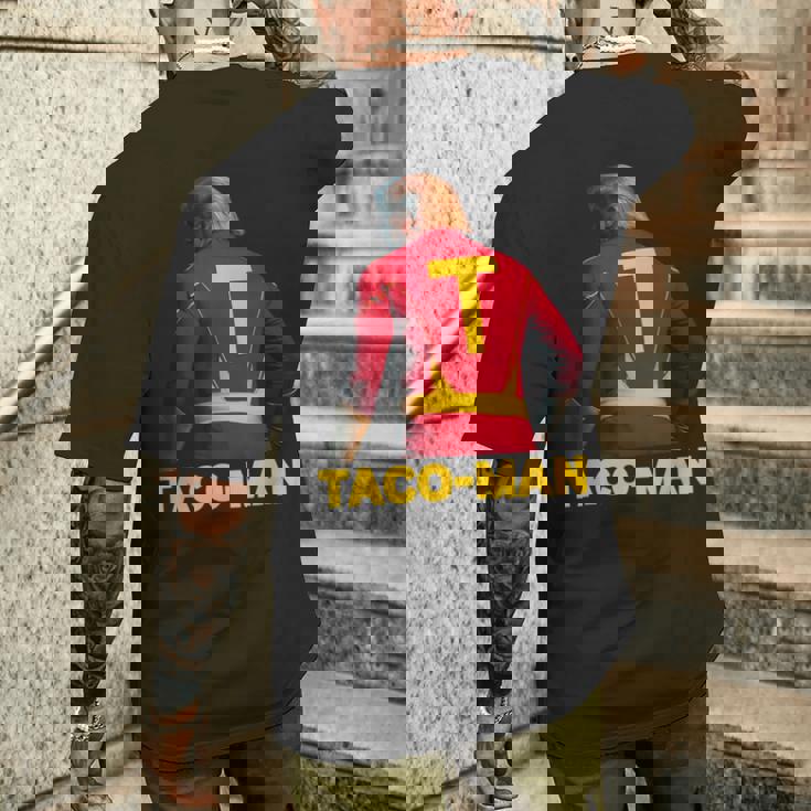 Taco-Man 面白い 反トランプ ハロウィーン 政治的コスチュームアイデア メンズTシャツ バックプリント 彼への贈り物