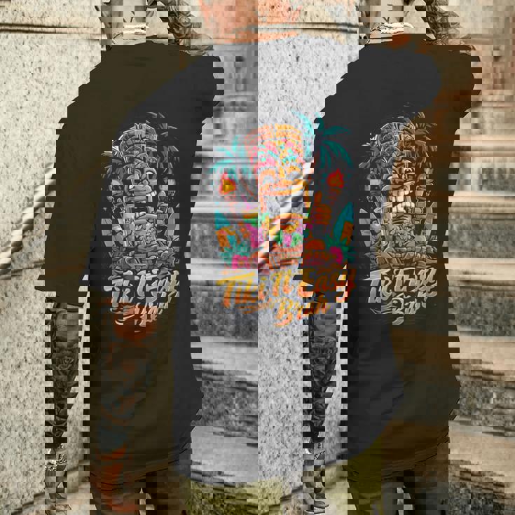 Tiki It Easy Brah トロピカル ティキ パーティー アイランド フィエスタ メンズTシャツ バックプリント 彼への贈り物