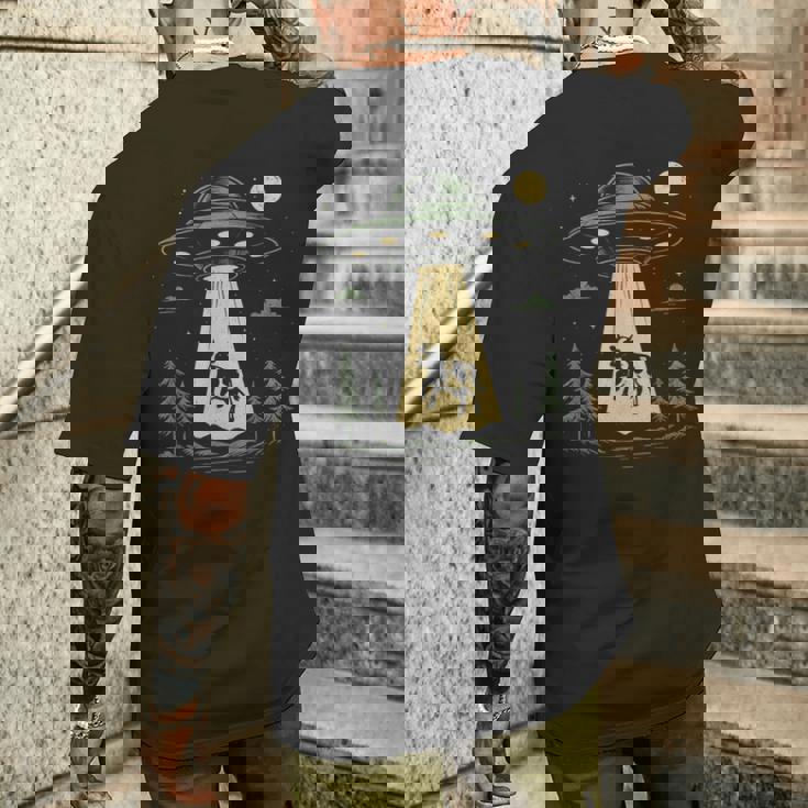 Ufo 牛誘拐デザイン メンズTシャツ バックプリント 彼への贈り物