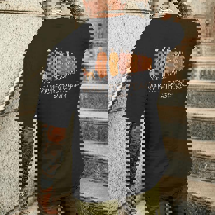 Walk For Peace Monks With Aloka Dog メンズTシャツ バックプリント 彼への贈り物