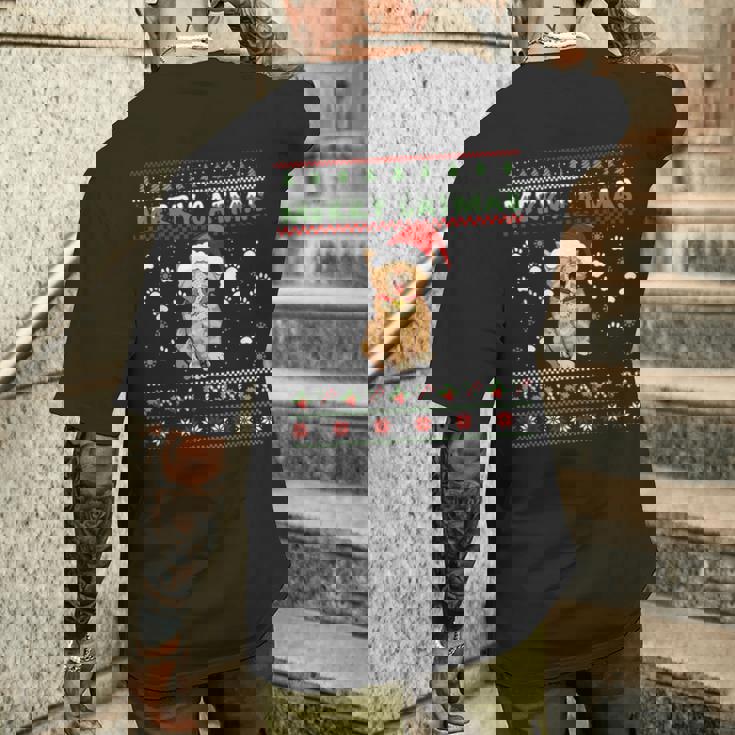 Weihnachten Mitüßer Katze Frohe Weihnachten Merry Catmas T-Shirt mit Rückendruck Geschenke für Ihn