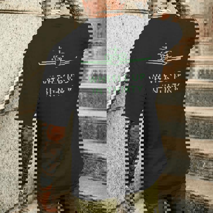 Wheels Up In Thirty プライベートジェット用語 長袖tシャツ メンズTシャツ バックプリント 彼への贈り物