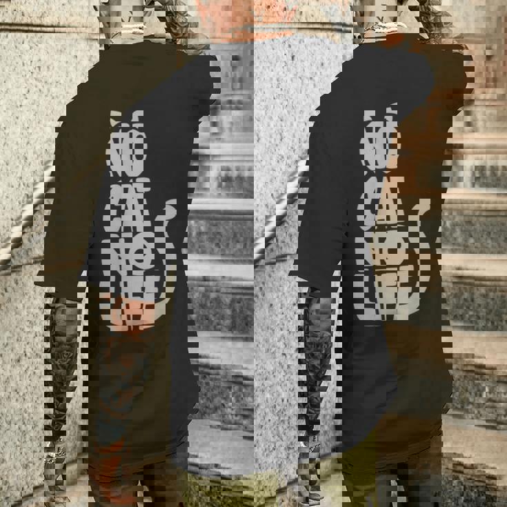 「No Cat No Life」 猫 シルエット メンズTシャツ バックプリント 彼への贈り物