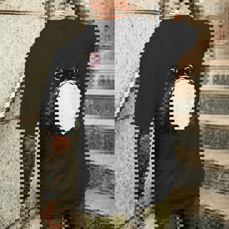 【かゑるまにあ】不機嫌な蛙 日本の侍カエル 浮世絵 かえる 日本禅美術 伝統芸術 松本奉時 ヴィンテージ タトゥーアート メンズTシャツ バックプリント 彼への贈り物