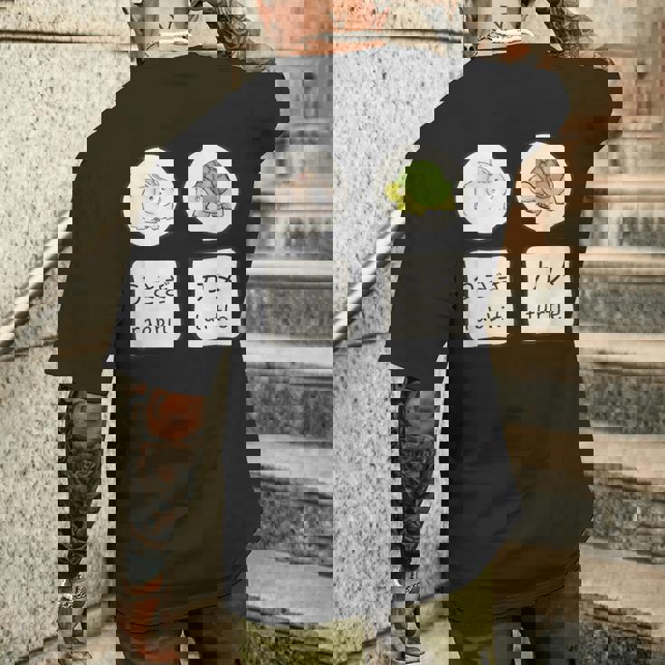 うさぎと亀の日本語かなと英単語かわいい メンズTシャツ バックプリント 彼への贈り物