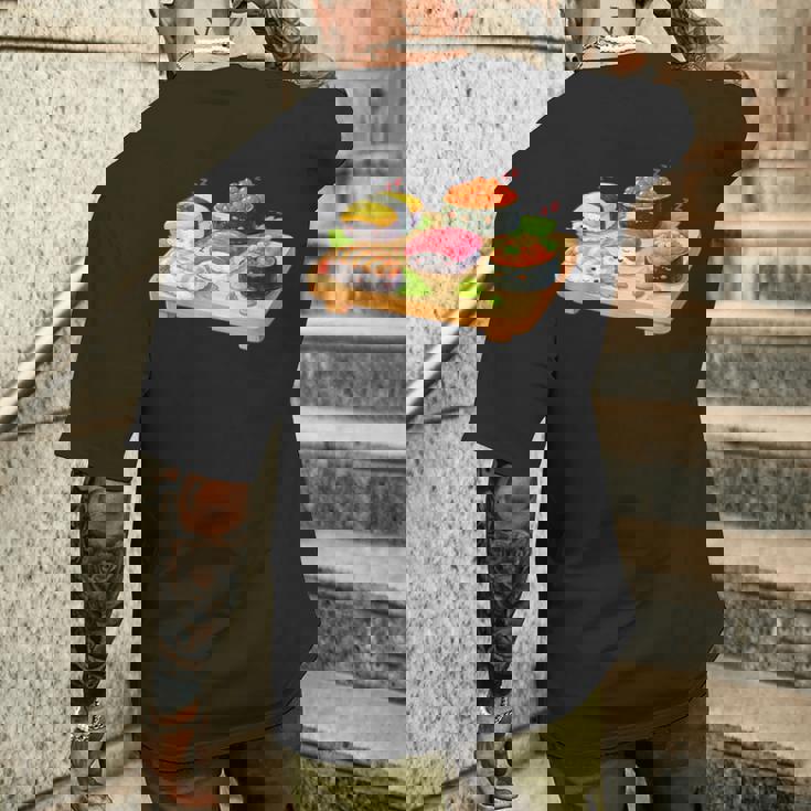 おもしろ寿司 かわいい かわいい 寝る食べ物 メンズTシャツ バックプリント 彼への贈り物