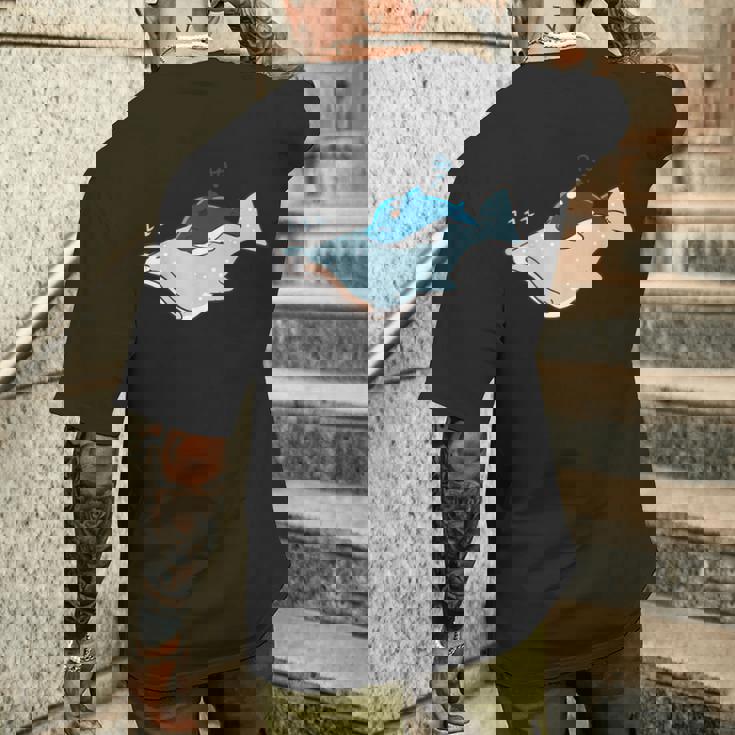 かわいい カワイイ アニメ 眠っているサメ ジンベイザメ 日本語 メンズTシャツ バックプリント 彼への贈り物