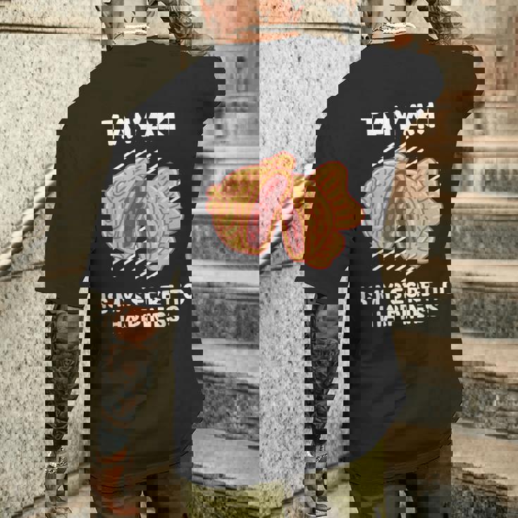 かわいいたい焼き料理は幸せの秘密 たい焼き好き。 メンズTシャツ バックプリント 彼への贈り物