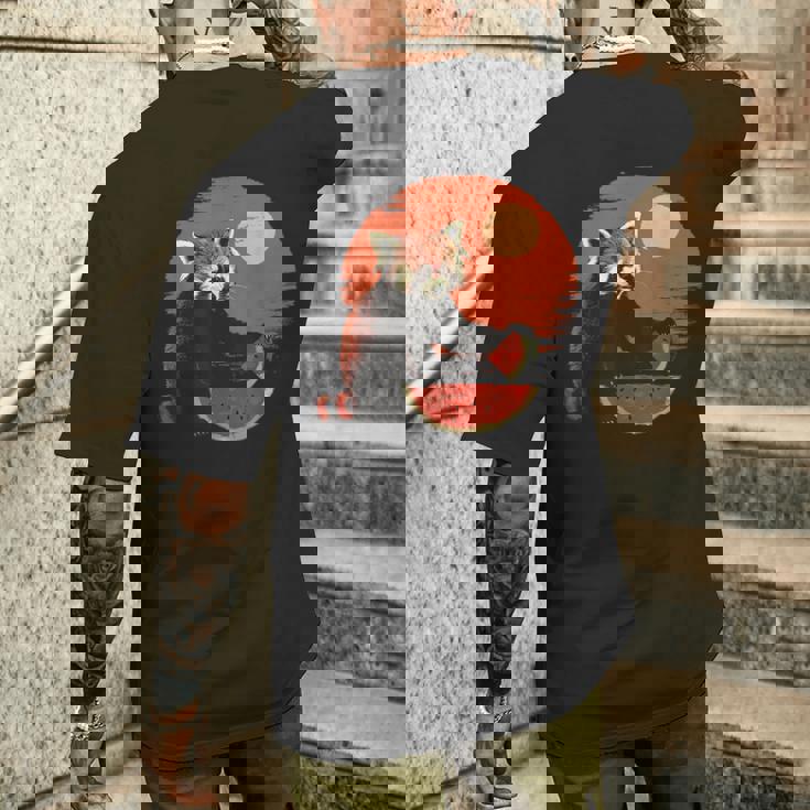 かわいいリトルパンダ くまの子 レッサーパンダ ベビーパンダ メンズTシャツ バックプリント 彼への贈り物