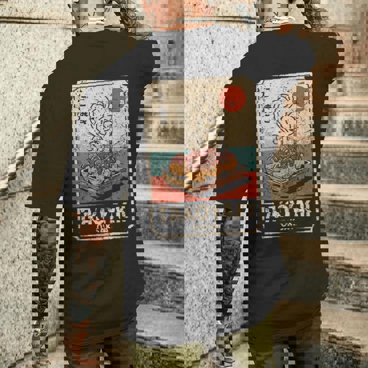 たこ焼きボール 道頓堀 日本 レトロ 和 漢字 お土産 メンズTシャツ バックプリント 彼への贈り物