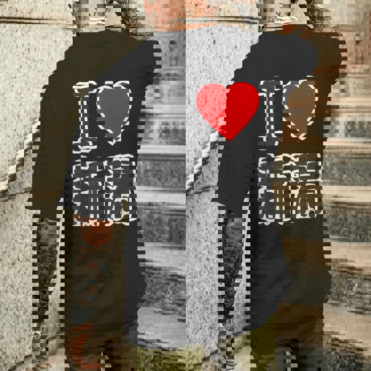 アイラブ・新潟（I Love ハート）Big 大きな文字 ハート【47都道府県】ジモティ お土産 面白 メンズTシャツ バックプリント 彼への贈り物