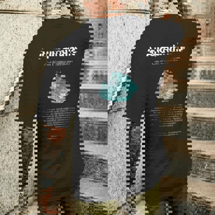 アクアマリンクリスタル 意味 アクアマリンの意味 定義 メンズTシャツ バックプリント 彼への贈り物