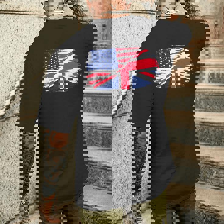 アメリカの国旗-ユニオンジャック-イギリスの国旗 Usa Flag Union Jack Uk Flag メンズTシャツ バックプリント 彼への贈り物