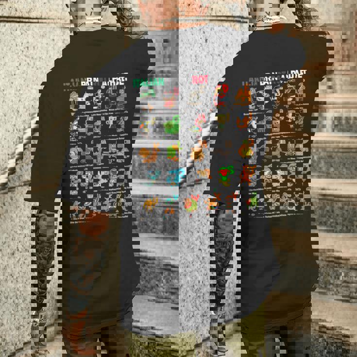 イタリアンブレインロットアルファベットキャラクター おもしろミーム メンズTシャツ バックプリント 彼への贈り物