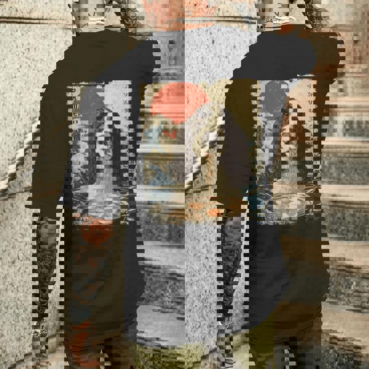 イングリッシュスプリンガー・スパニエル 英語 スプリンガー スパニエル 犬 ラーメン メンズTシャツ バックプリント 彼への贈り物