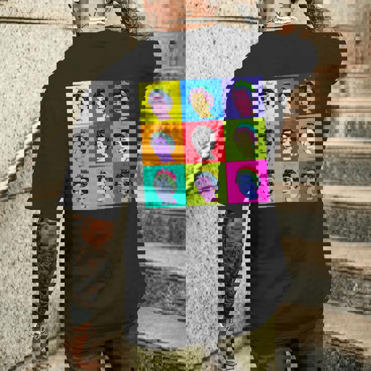 エリザベス 9 正方形タイル ポップアート イギリスの女王 メンズTシャツ バックプリント 彼への贈り物