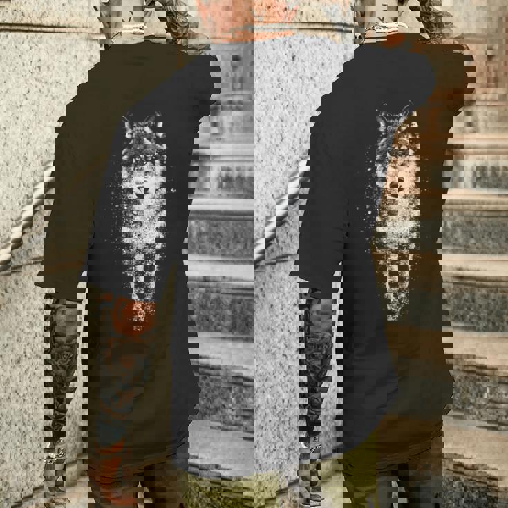 オオカミ 動物 モチーフ イラスト オオカミ 長袖tシャツ メンズTシャツ バックプリント 彼への贈り物