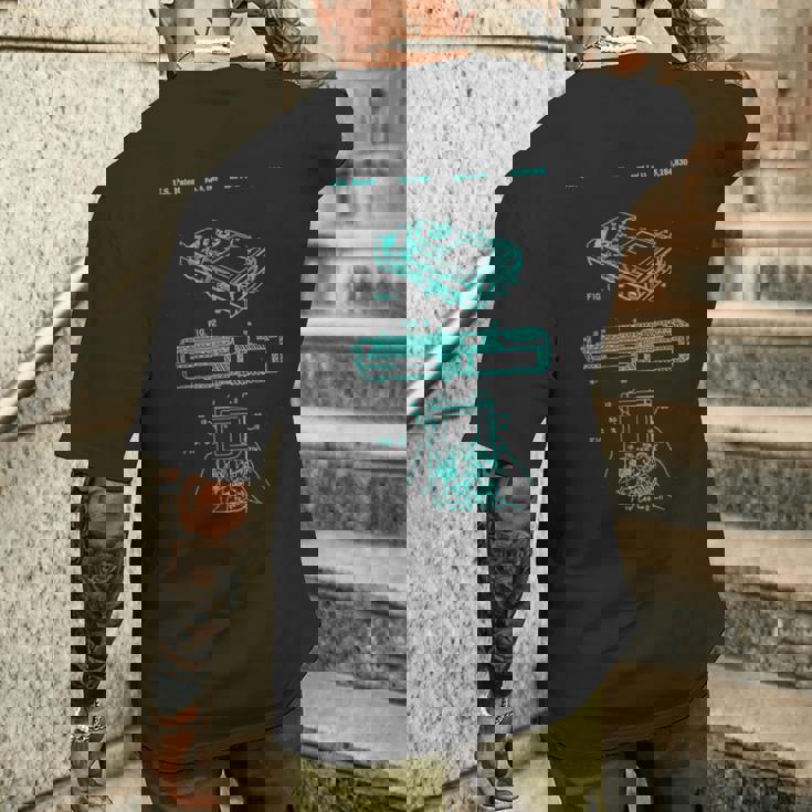 オタクレトロハンドヘルドビデオゲーム特許90年代ゲーマーオタク メンズTシャツ バックプリント 彼への贈り物