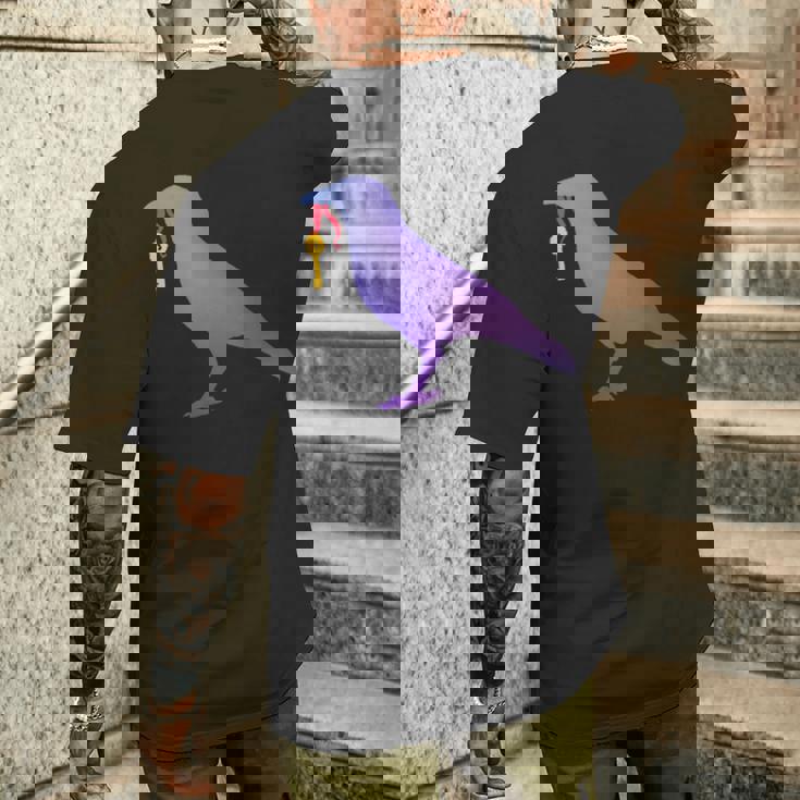 カラス カラス カラス シャツ ゴールド キーホルダー 青い鳥 カラス メンズTシャツ バックプリント 彼への贈り物