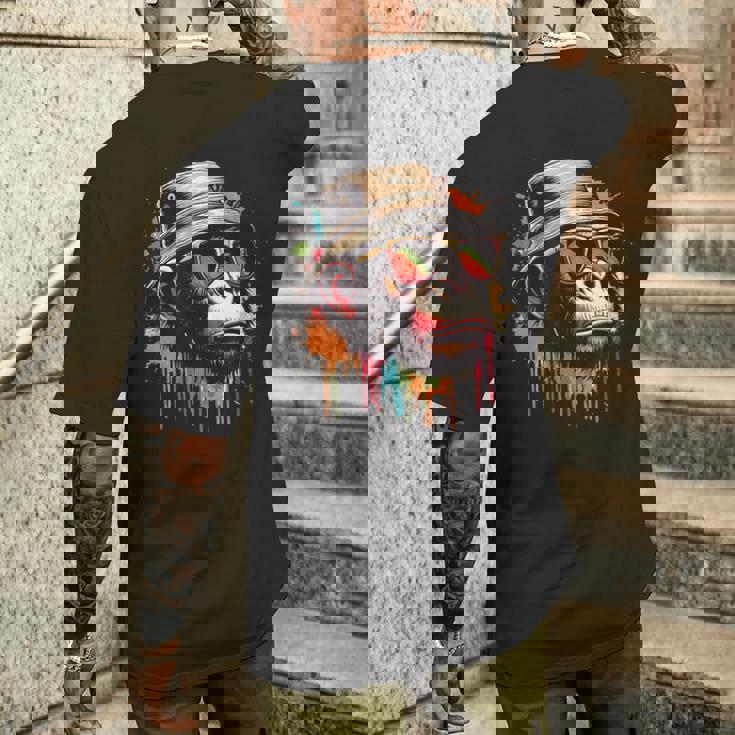 カラフル エイプ クール ヴィンテージ グラフィティ グラフィックアート メンズTシャツ バックプリント 彼への贈り物