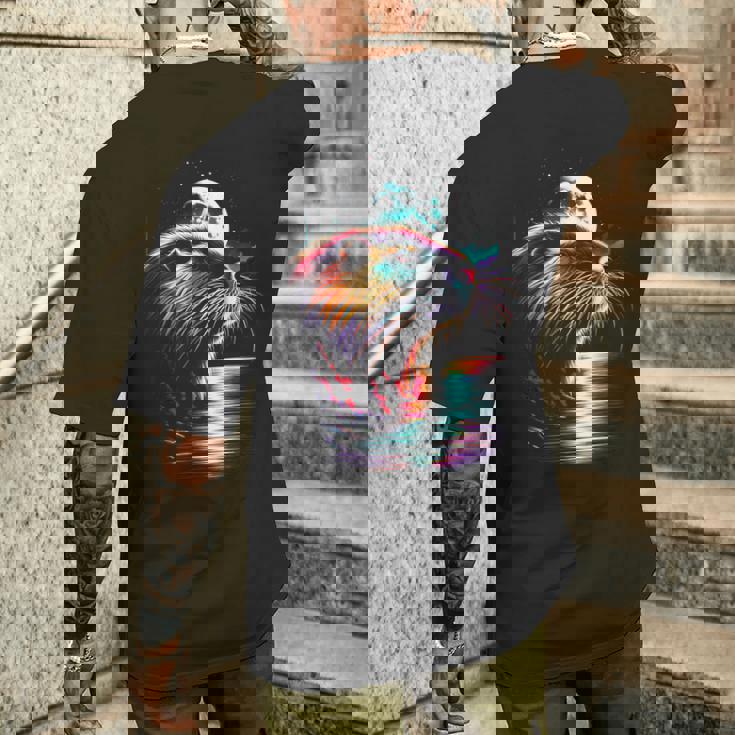 カラフル ヌートリア スピリット 動物 かっこいい イラスト アート メンズTシャツ バックプリント 彼への贈り物