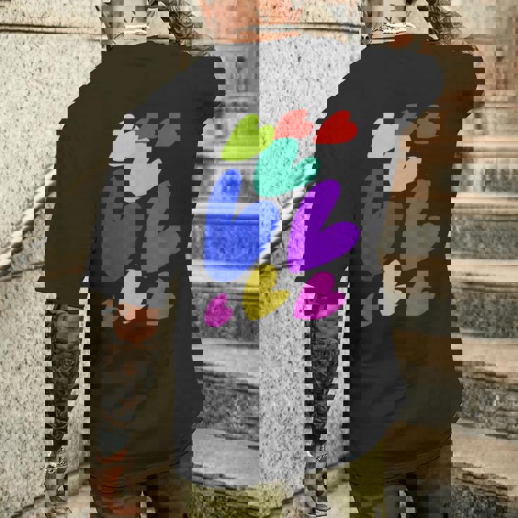 カラフルハート メンズTシャツ バックプリント 彼への贈り物