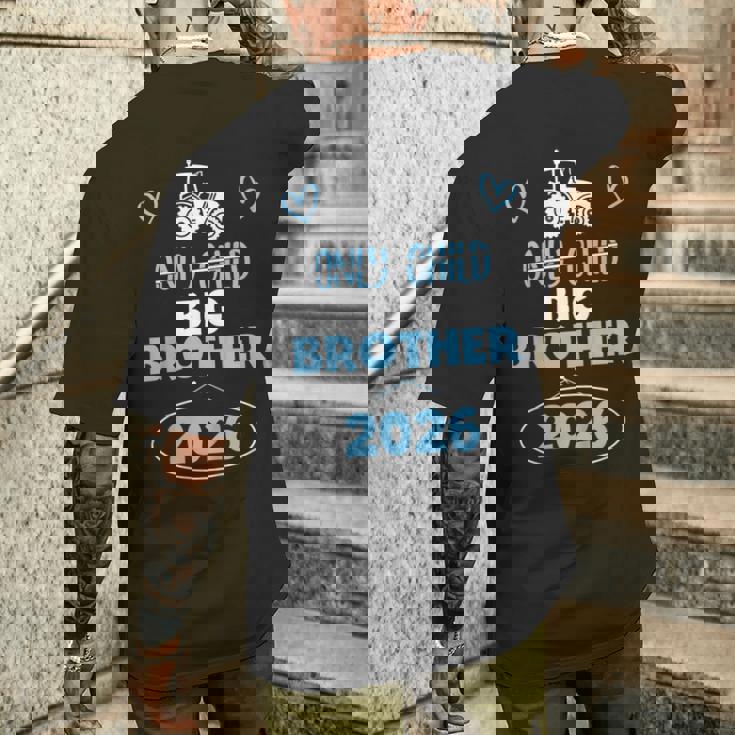 キッズ 一人っ子に取り消し線を引いたトラクター ビッグ ブラザー 2026 メンズTシャツ バックプリント 彼への贈り物