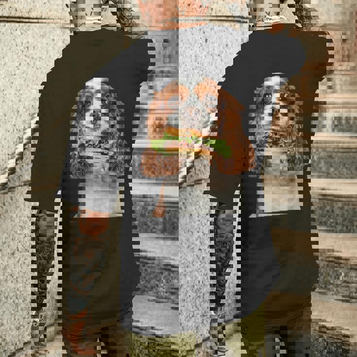 キャバリア・キング・チャールズ・スパニエル・バーガー メンズTシャツ バックプリント 彼への贈り物