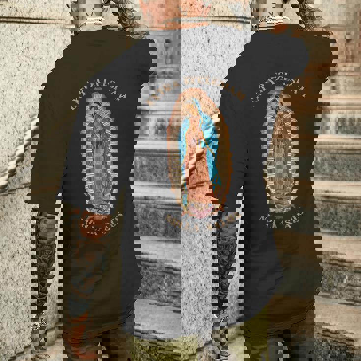 グアダルーペのローマカトリック聖母マリア メンズTシャツ バックプリント 彼への贈り物