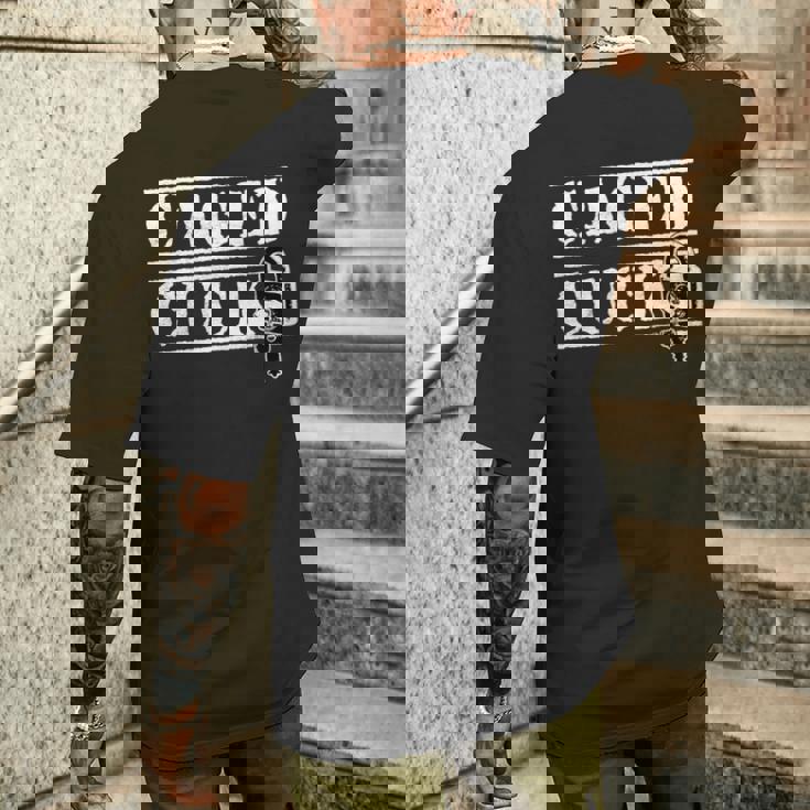 ケージドされた従順なコック、フェムドム カッコド 男性 貞操プレイ 長袖tシャツ メンズTシャツ バックプリント 彼への贈り物