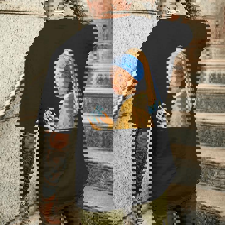 ゲーム モナリザ 面白いtシャツ ゲーマー ネタ 入り メンズ おもしろ 面白い 服 フェルメール グッズ メンズTシャツ バックプリント 彼への贈り物