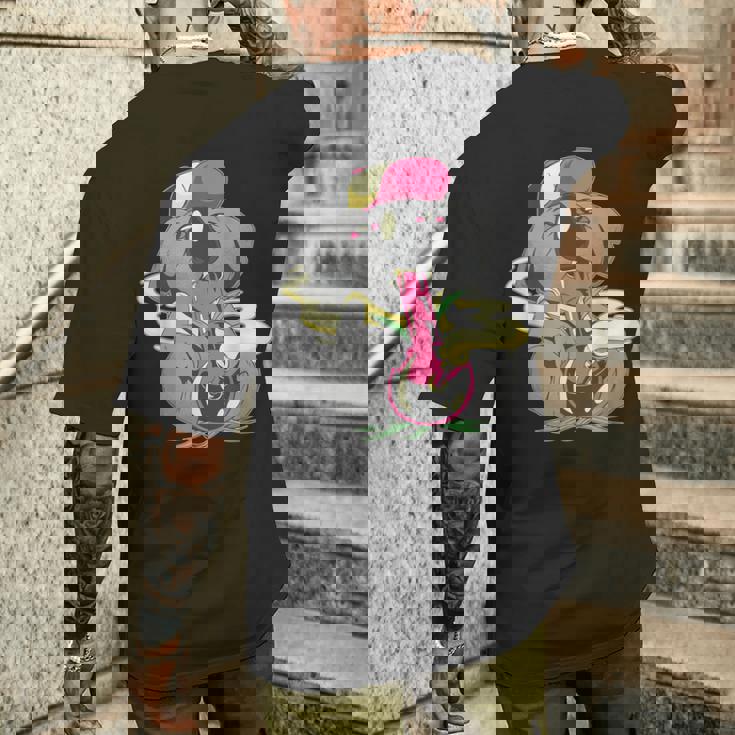 コアラ パンダ スモーキング ボング かわいい 面白い 漫画 メンズTシャツ バックプリント 彼への贈り物