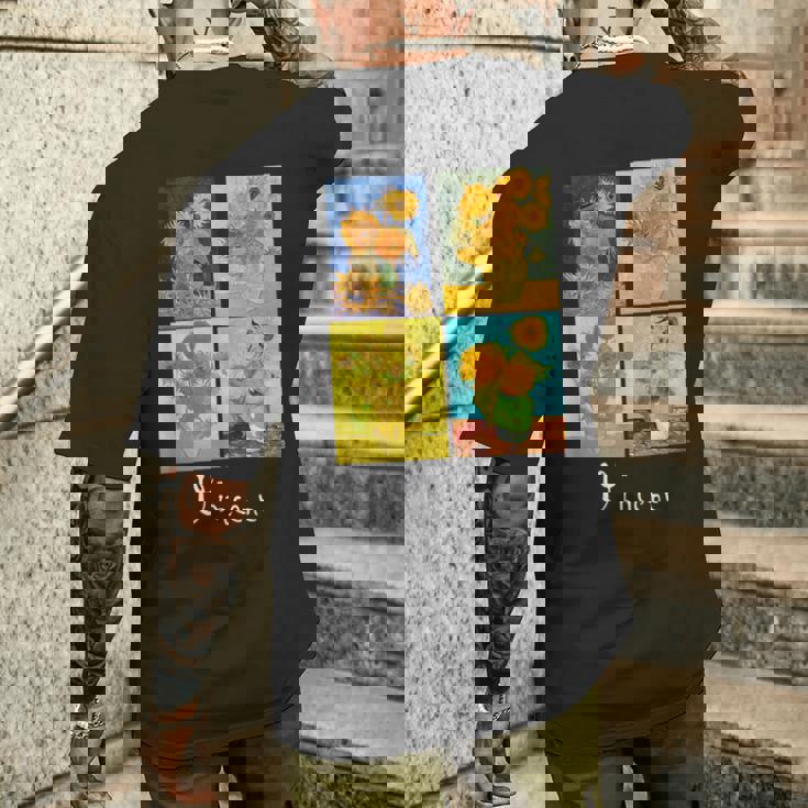 ゴッホの有名な芸術絵画 ひまわりvan Gogh メンズTシャツ バックプリント 彼への贈り物