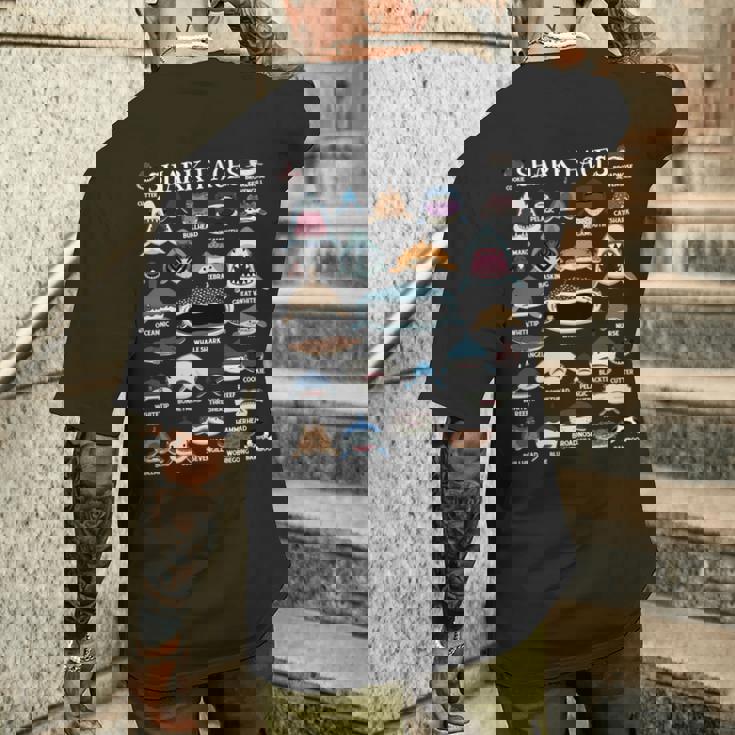 サメの種類 面白いサメの顔 サメの恋人 キッズ 先生 長袖tシャツ メンズTシャツ バックプリント 彼への贈り物