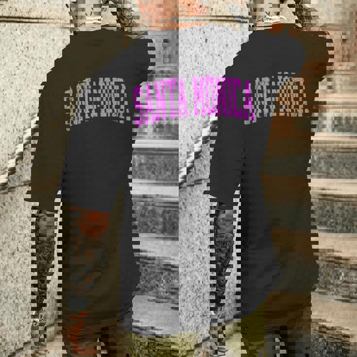 サンタモニカ カリフォルニア Ca ヴィンテージ アスレチック スポーツ ピンク デジ メンズTシャツ バックプリント 彼への贈り物