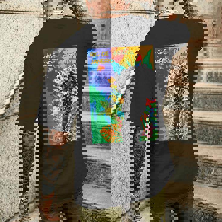 サンバダンサー ブラジル カーニバル リオデジャネイロ カラフル メンズTシャツ バックプリント 彼への贈り物