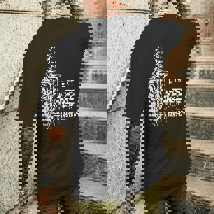 ジャズ・サックス レッツ・ジャズ・シング・アップlet's Jazz Thing Up 長袖tシャツ メンズTシャツ バックプリント 彼への贈り物