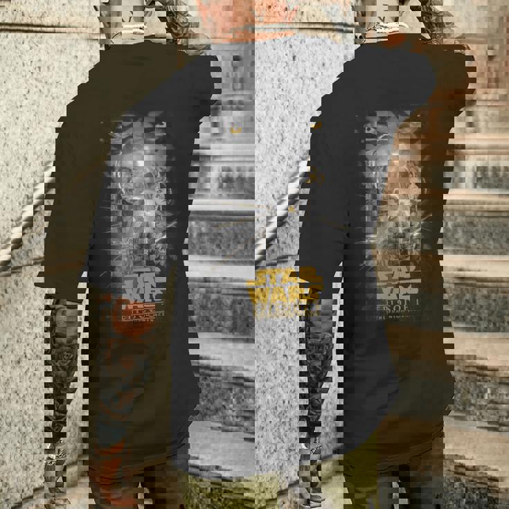 スター・ウォーズ クラシック エピソードi ファントム・メナス ポスター メンズTシャツ バックプリント 彼への贈り物