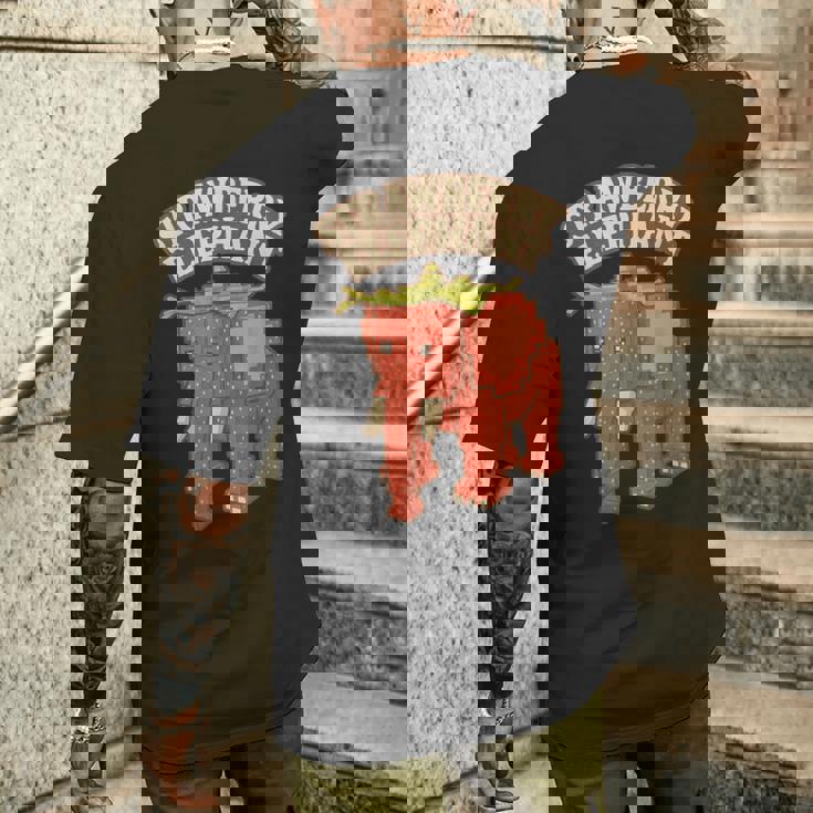 ストロベリーエレファント 面白い イタリアンブレインロットスラング ゲームミーム メンズTシャツ バックプリント 彼への贈り物