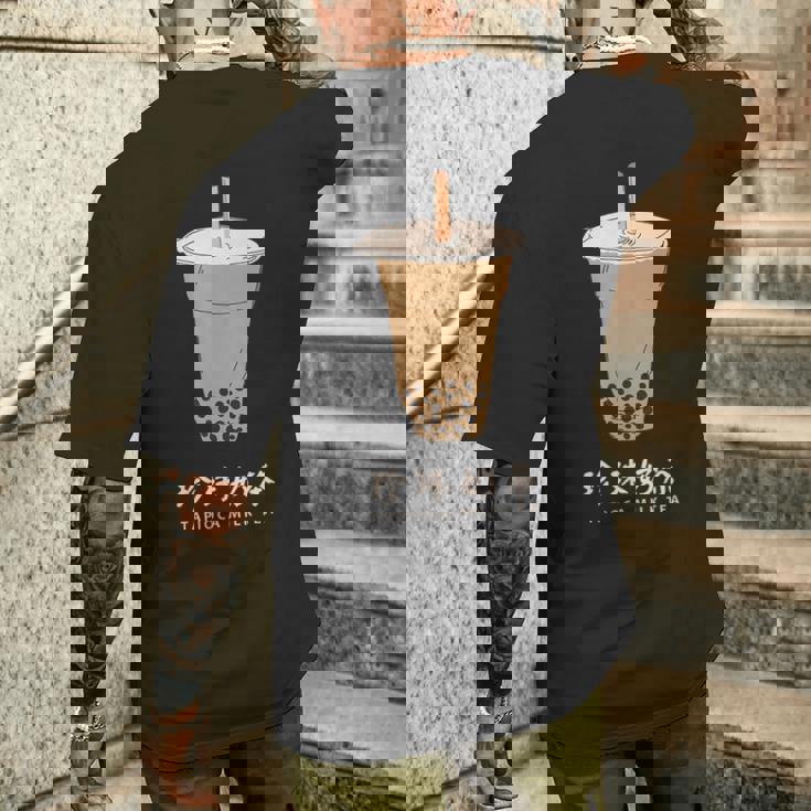 タピオカ ミルクティ 台湾 タピオカ好き 繁体字中国語 台湾グルメ 台湾好き かわいい メンズTシャツ バックプリント 彼への贈り物