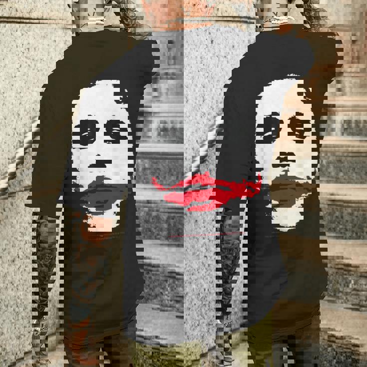 ダークナイトジョーカーの顔 ミニマリスト 象徴的なイメージ メンズTシャツ バックプリント 彼への贈り物