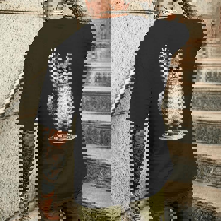 チンチラ ロックミュージック レトロ ヴィンテージ ペット愛好家 メンズTシャツ バックプリント 彼への贈り物