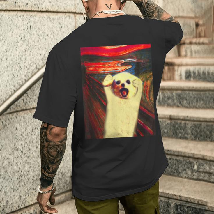 トイプードル 面白いtシャツ 犬 ムンクの叫び かわいい メンズ 子供 おもしろ 服 グッズ ネタ わんこ メンズTシャツ バックプリント 彼への贈り物