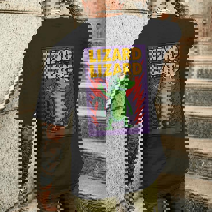 トカゲトカゲミームコミックポスター メンズTシャツ バックプリント 彼への贈り物