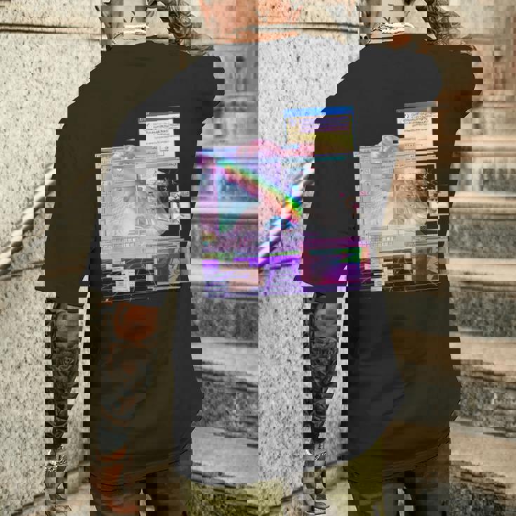 トリッピーサイバー美的ヴェイパーウェイヴインターネットクラシックアート メンズTシャツ バックプリント 彼への贈り物