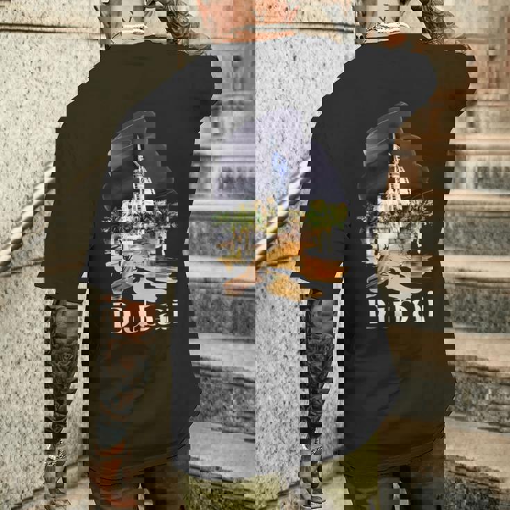 ドバイ Uae お土産絵画 ドバイの街 シャツ 長袖tシャツ メンズTシャツ バックプリント 彼への贈り物